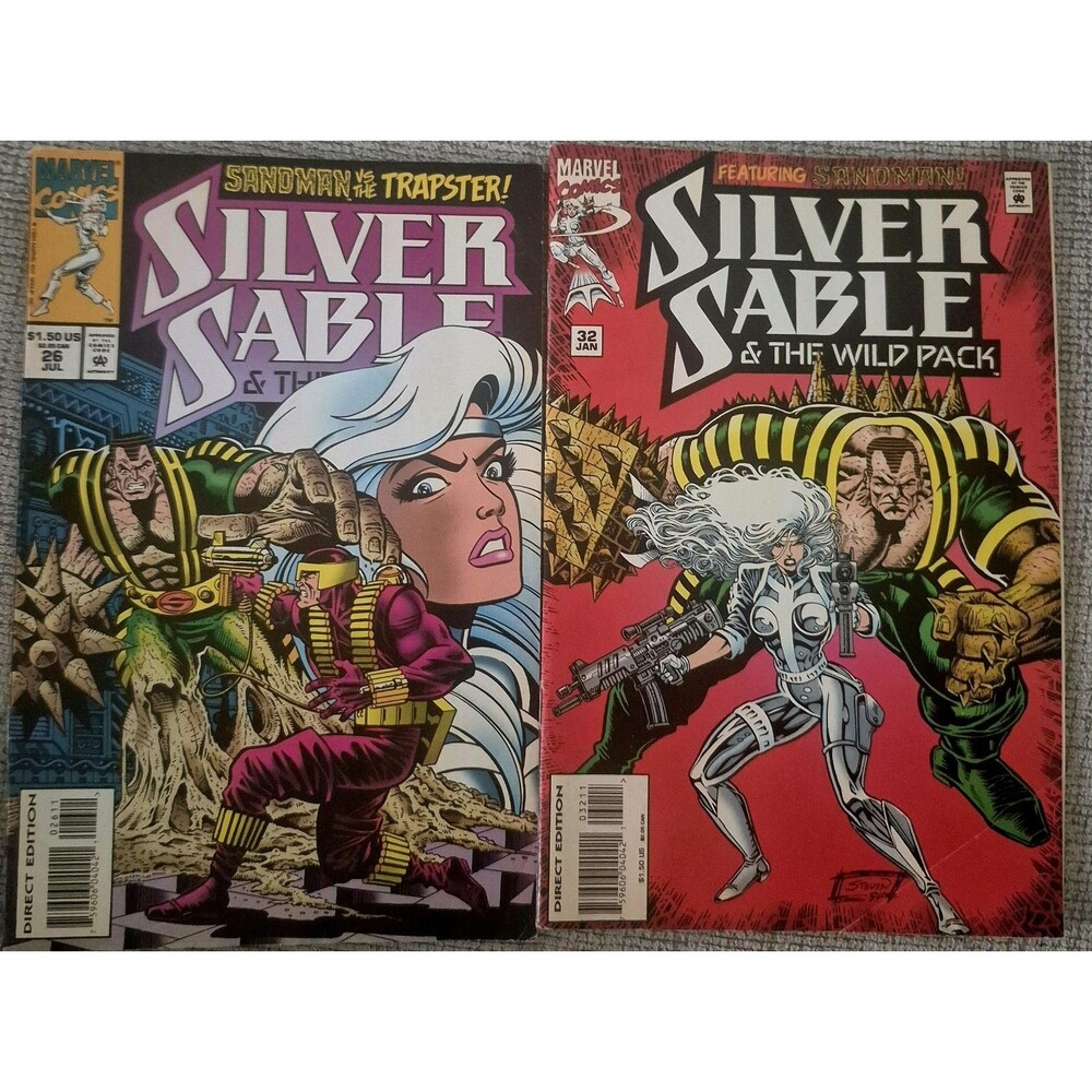 Silver Sable and the Wild Pack Lot #26 #32 Marvel Comics 1994 Sandman Trapster
